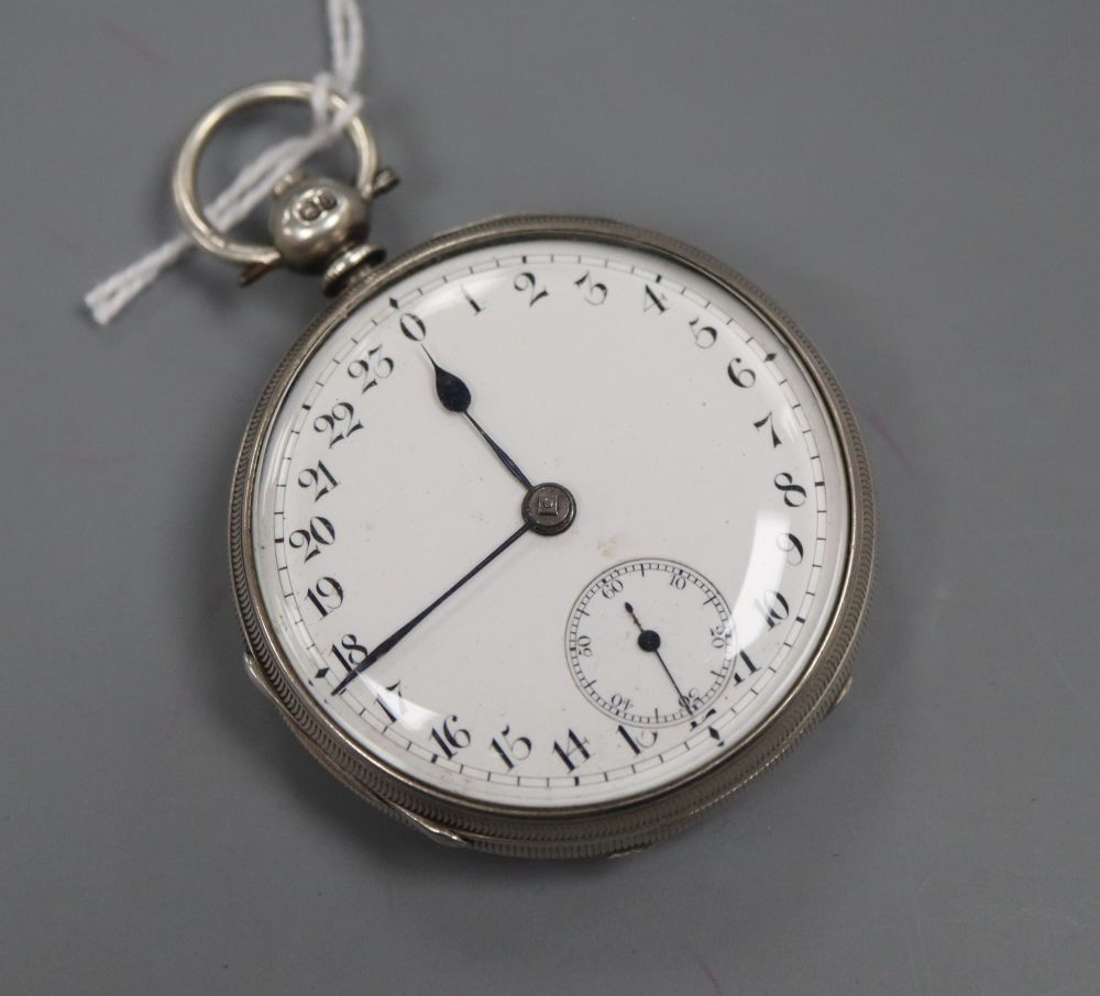 A Victorian silver keywind lever pocket watch by J. Goodman, Taunton, with unusual 24 hour dial, with subsidiary seconds, the signed